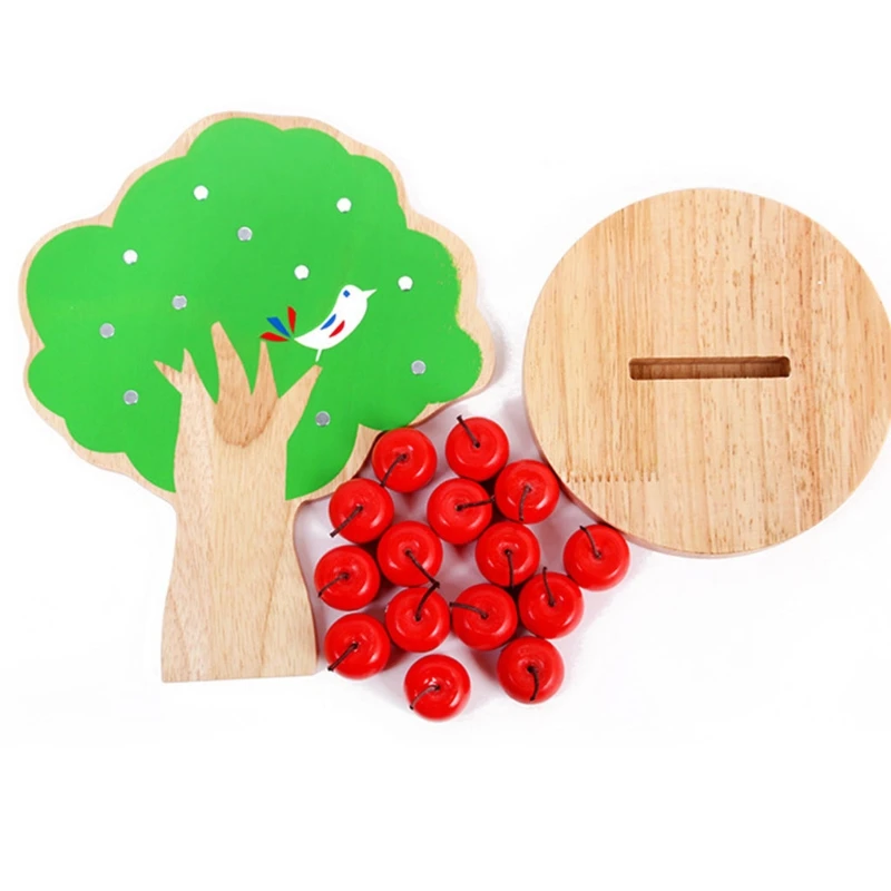

Wooden Magnetic Fruit Tree Picking Games Gift for Early Learning Fruit Kindergarten Early Education Math Toys
