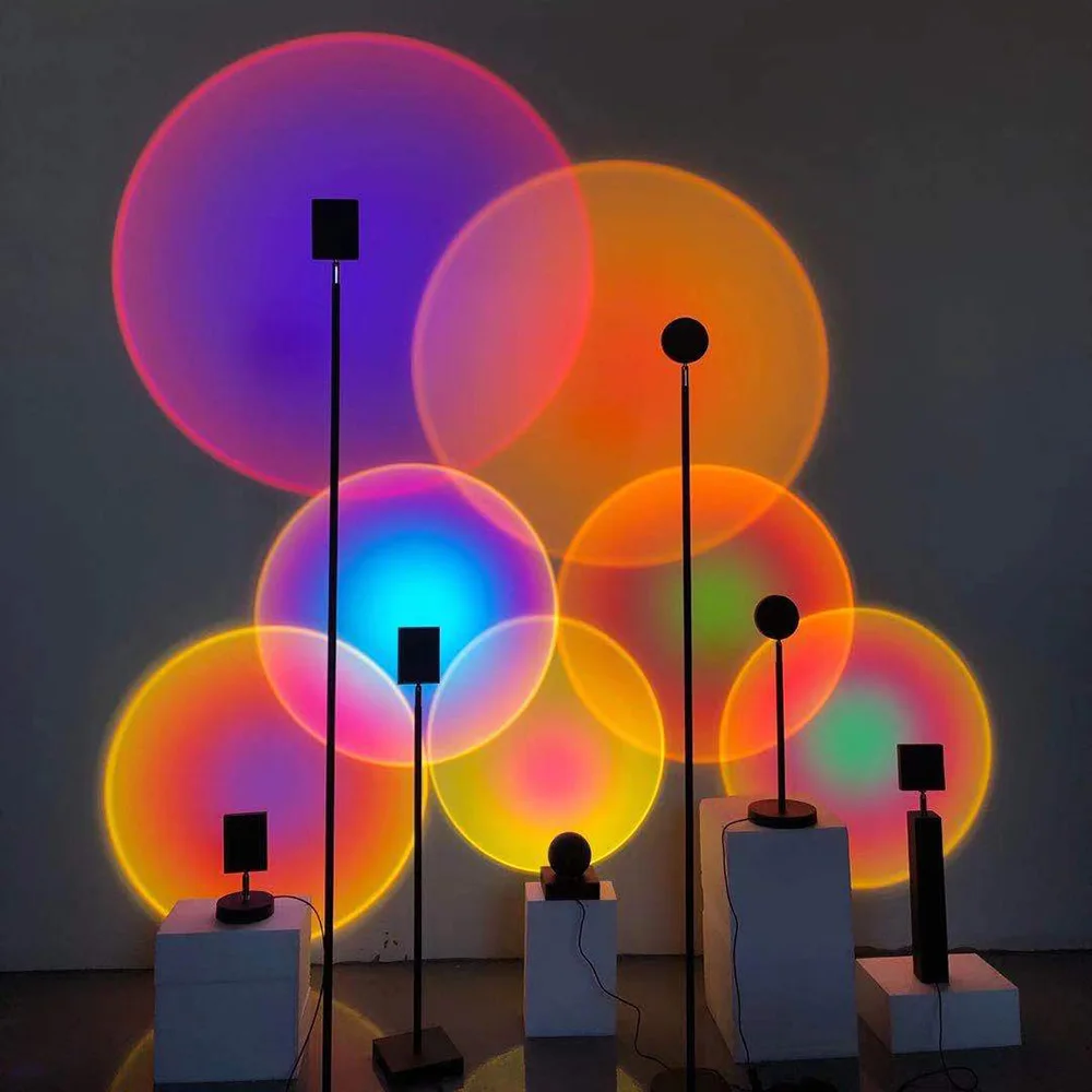 Goedkoop Projectie Lamp Zitkamer Creatieve Persoonlijkheid Achtergrond Muur Decoratie Vloerlamp Van Verticale Projectie Regenboog Licht