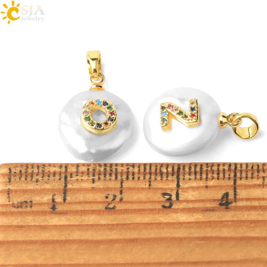 CSJA подвески из натуральной Жемчужины для ожерелья стразы 26 букв Первоначальный