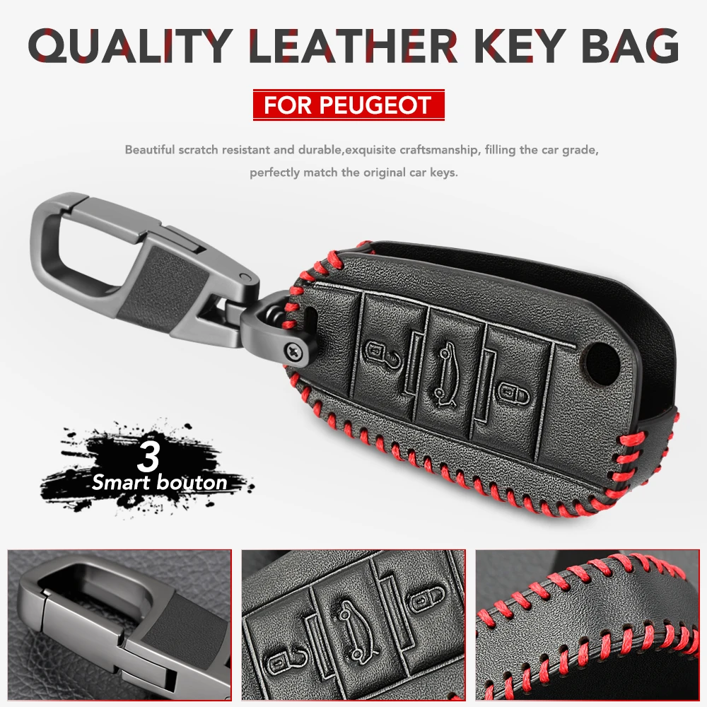 Auto Key Protection For Peugeot 508 301 2008 3008 408 Citroen C4 CACTUS C5 C3 Remote Car Shell Case Leather Cover Bag | Автомобили и
