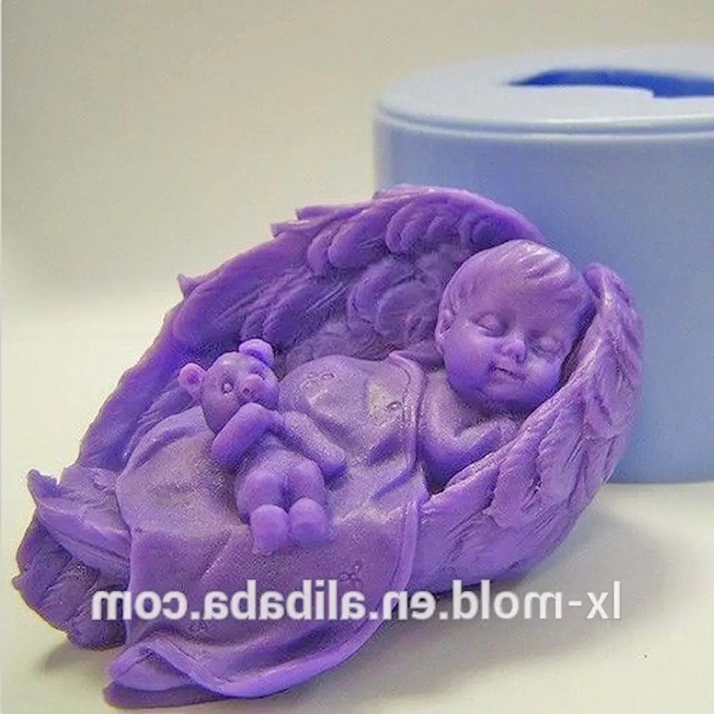 Силиконовая форма для мыла ручной работы Baby In Wing с медведем 3D |