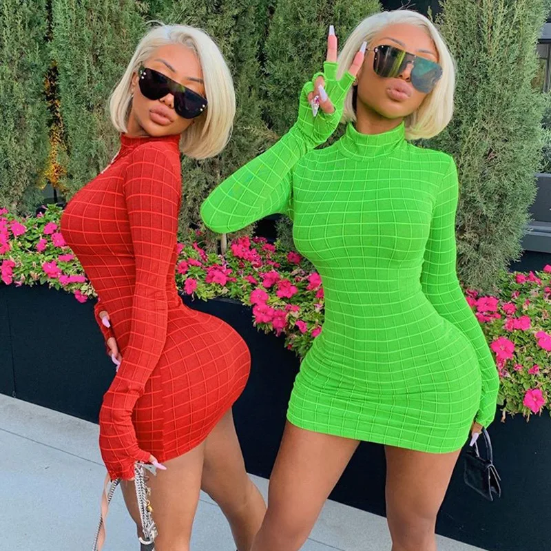 

Spring 2020 sexy high-end long-sleeved round-necked dresses in Europe and the United States