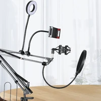 nb 35s microphone stand kit with led ring light scissor arm stands for computer laptop pc karaoke studio recording