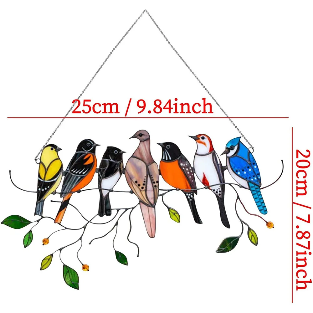 

Bird Window Hangings Mini Stained Home Decoration Acrylic Birds Ornaments Wind Chimes Pendant Room Decor Gifts Bird Love