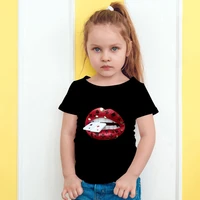 european fashion new children t shirt poker lips graphic streetwear toddler girl t shirt hipster tops tumblr kids clothes