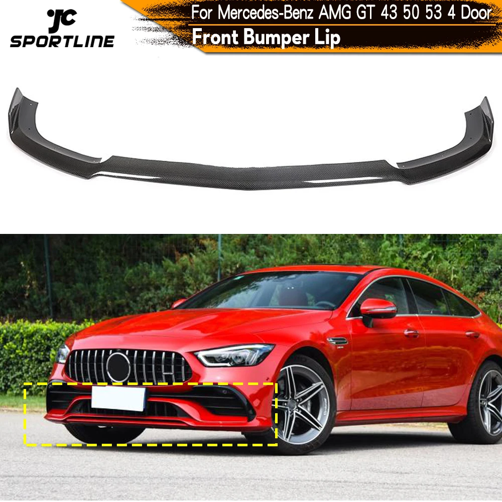 

Carbon Fiber Front Bumper Lip Spoiler for Mercedes-Benz AMG GT 43 50 53 4 Door 2019 2020 Car Front Bumper Lip Spoiler Splitters