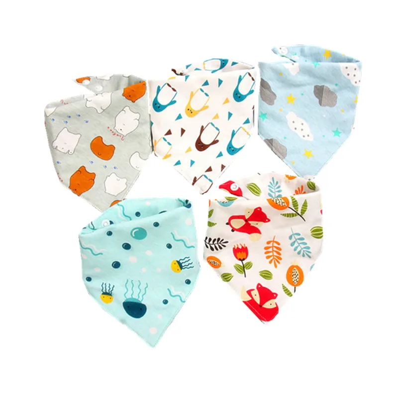 5 шт. детские нагрудники хлопковые треугольные двойные полотенца с рисунком шарф