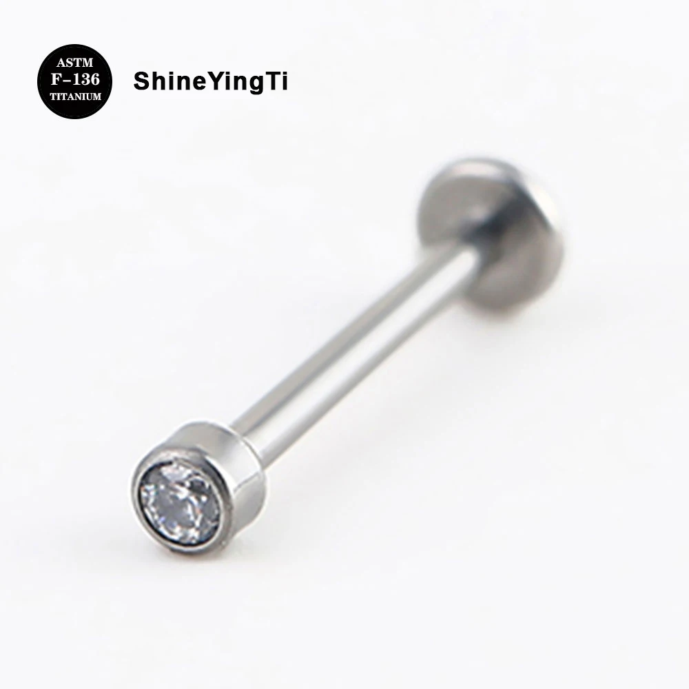 

ShineYingTi 16G 18G ASTM F136 Titanium Threadless Labret Stud Bezel Set for Nose Lip Tongue Helix Cartilage Conch Piercing