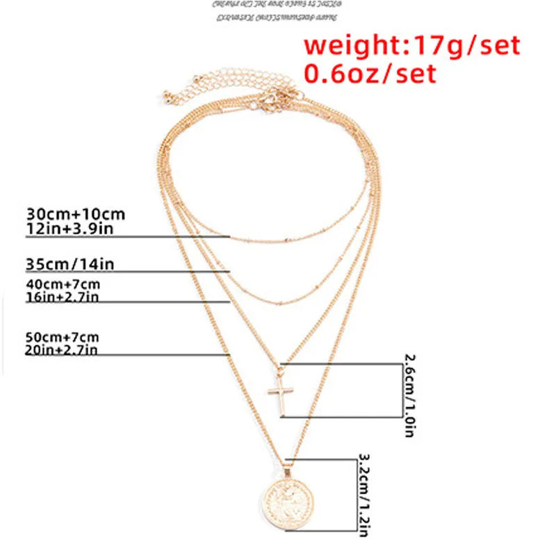 

Vintage Geometric Punk Cross Portrait Pendant Necklaces Hip hop Multilayer Gold Silver Color Chain Choker Necklace Women Jewelry