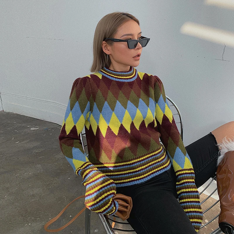 Новинка 2019 модная повседневная женская одежда осенний и зимний клетчатый свитер