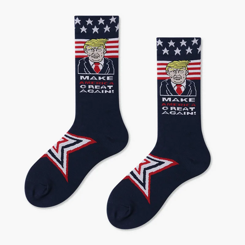 Creative Donald Trump Make America Great Again National Flag Stars Stripes Socks Funny Women Casual Men Short Happy Cotton | Мужская