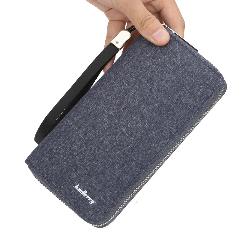 Портмоне baellerry Твердый длинный мужской бумажник холщовые с застежкой молнией Porta