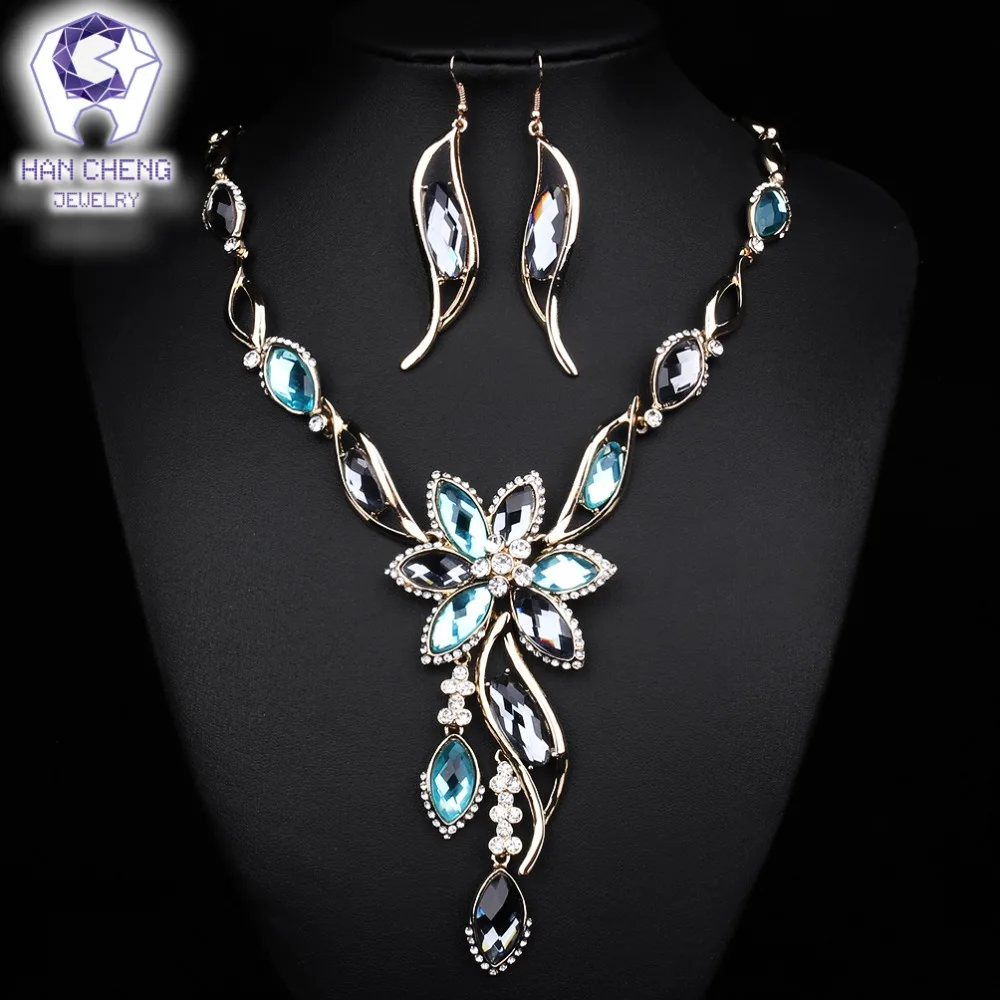 Модное популярное ожерелье HanCheng с подвеской в виде цветка Стразы кристаллами