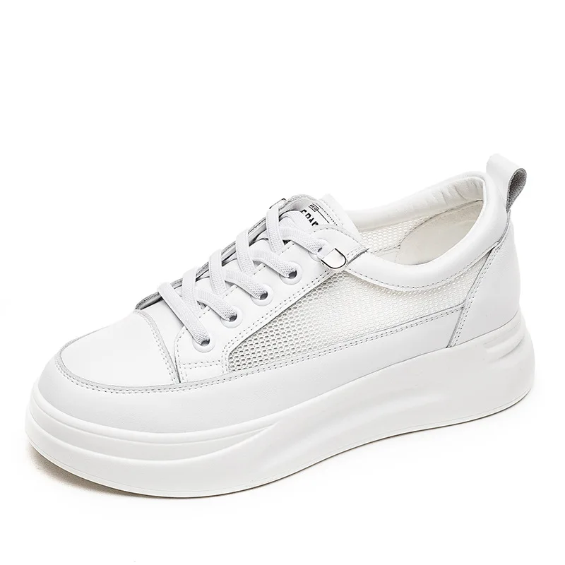 

Platform Lace Up Sneakers Breathable Women Low-Heel Flat Ladies Fashion Rond Toe Black White Shoes Zapatos De Mujer Zapatos