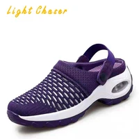 mesh fly woven single shoes womens heightened breathable lightweight mothers shoes cushion womens slippers womens sandals