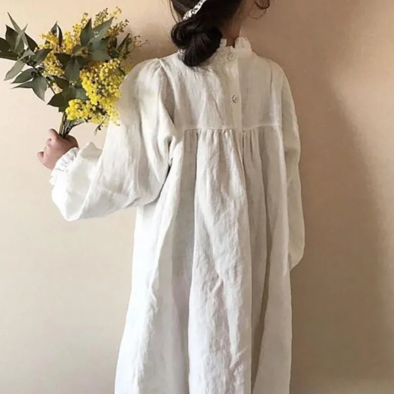 Новинка 2024 однотонное повседневное длинное платье для маленьких девочек