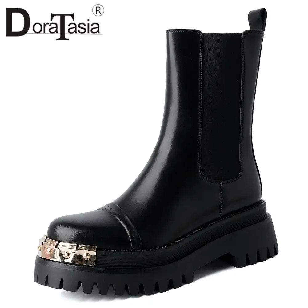 

Женские ботильоны из натуральной коровьей кожи, с круглым носком