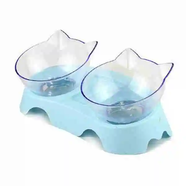Миска для кошек Двойные Прозрачные чаши защита шейного позвонка наклон рта