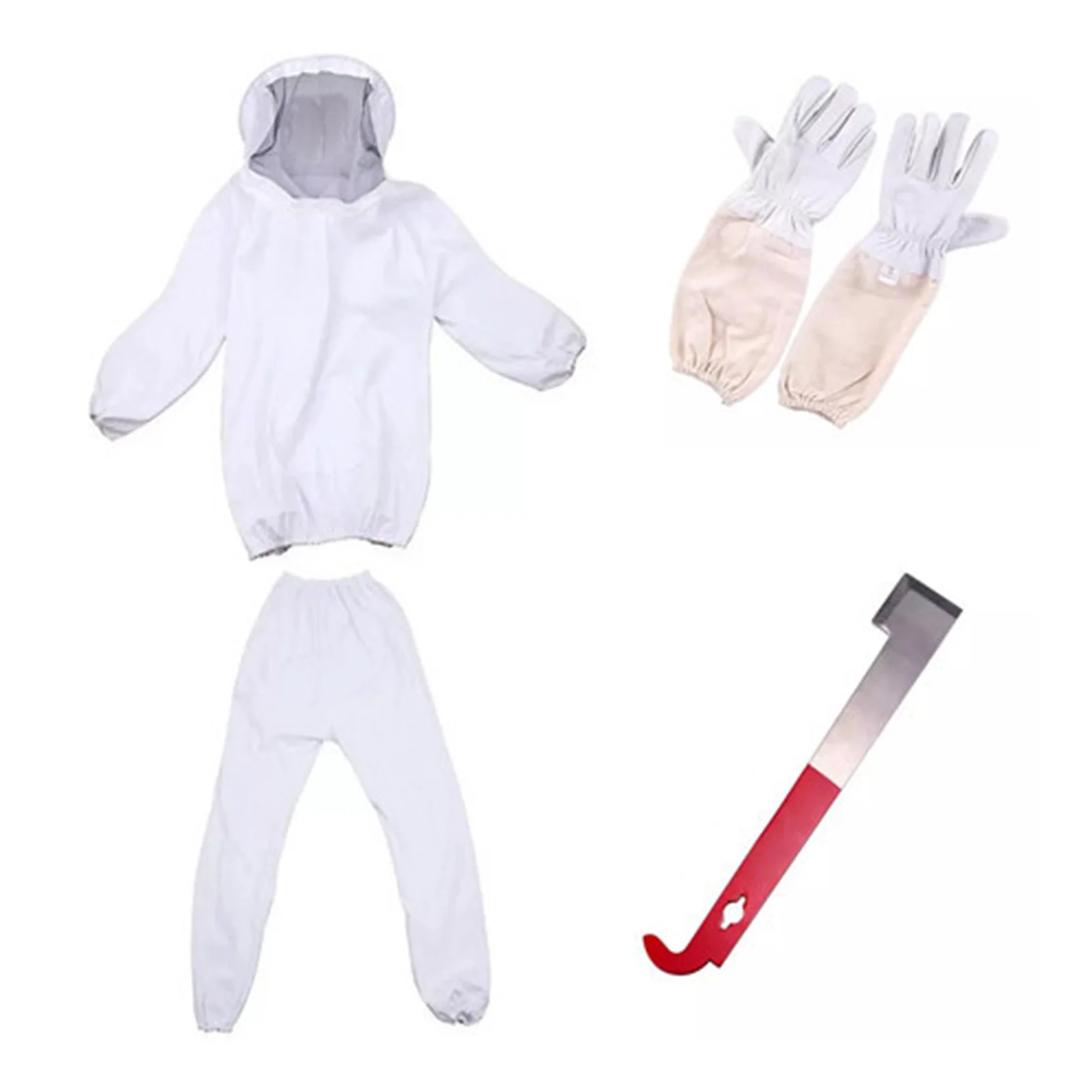 

White Split Beekeeping Clothing Professional Bee Protection Beekeeping Suit With Gloves And Bee Hive Tool Beekeeping Accessories