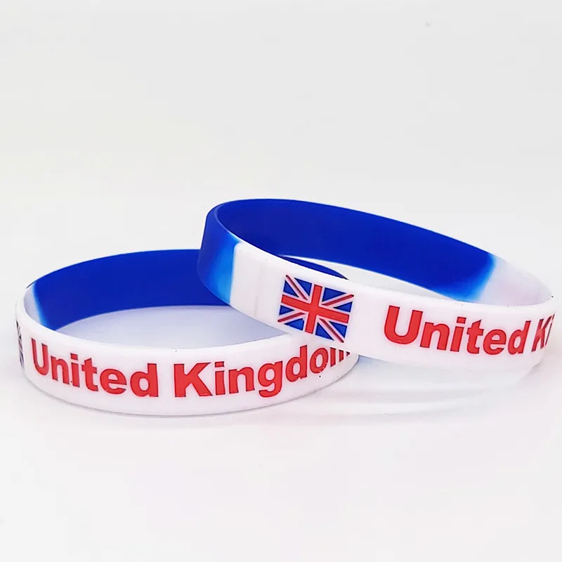 1000 шт. браслет с гравировкой флага Великобритании спортивный силиконовый