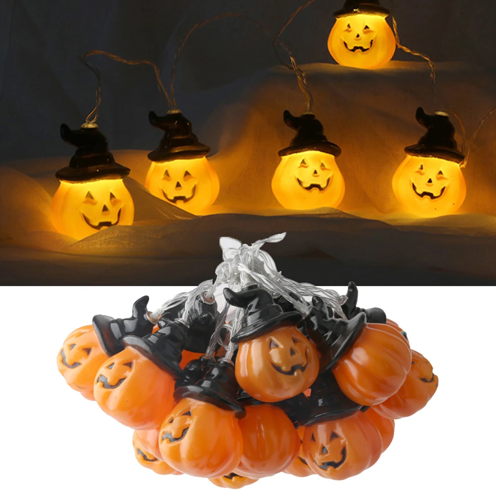Тыква череп на Хеллоуин гирлянды с 10 светодиодный бусины висящая фонарь декор