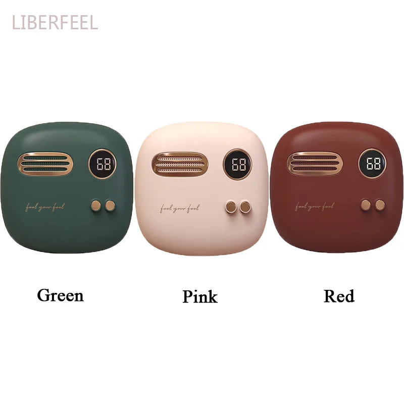 Digital Display Temperature Hand Warmer Power Bank Retro Speakers Pocket Mini Powerbank Double-Side Heating For iPhone 12 Xiaomi