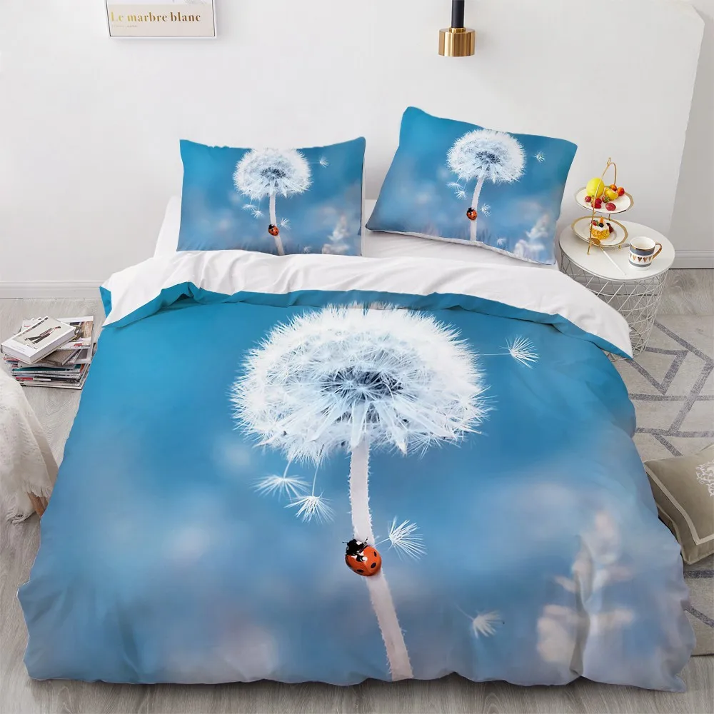 

3D Dandelion Bedclothes Custom Design Black Duvet Cover Sets Flower Bed Linen Pillow Cover Full King Queen Super King Twin Size