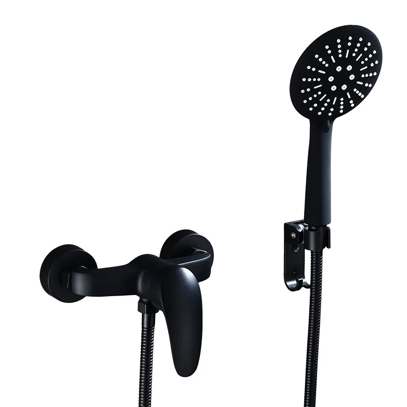 

Bathroom Shower Faucet Black Brass Wall Mount Shower set Handheld Single Handle Luxury Bathroom Mixer Tap