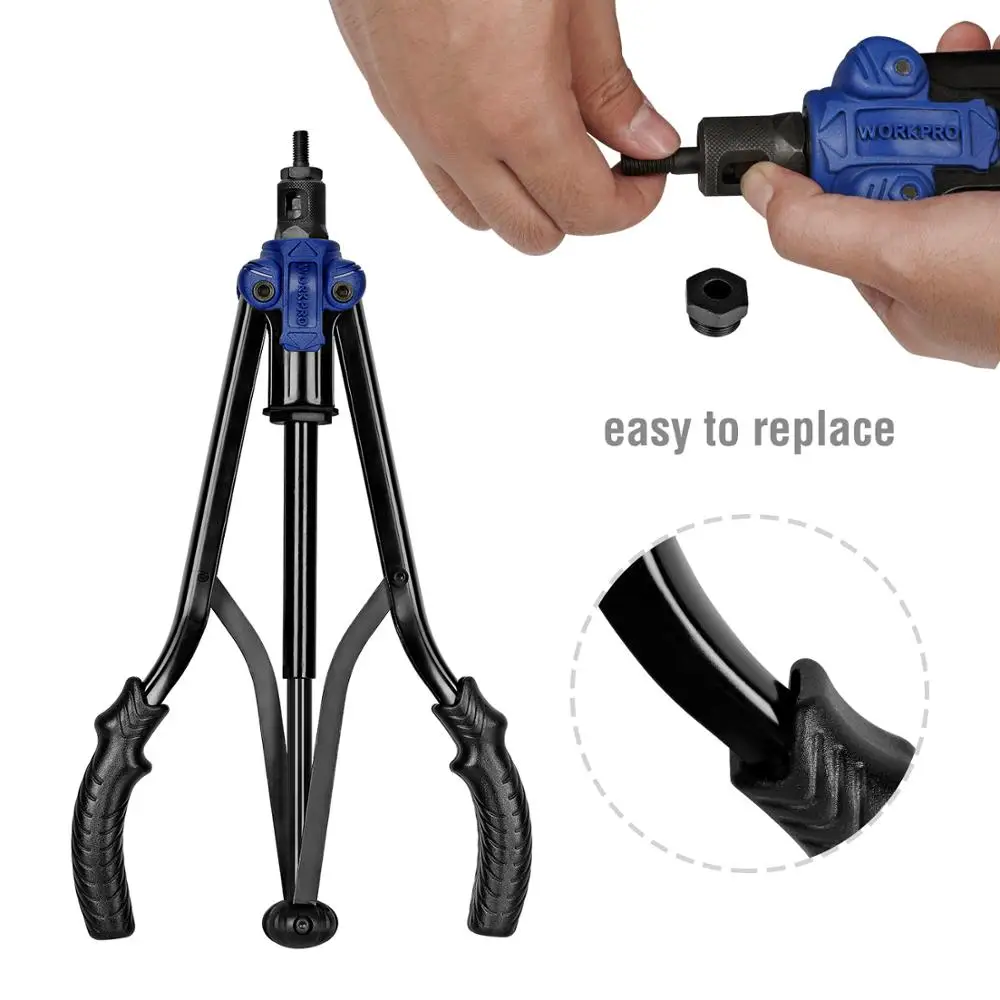 Ручной пистолет для заклепок WORKPRO Клепальный Инструмент с вставной гайкой