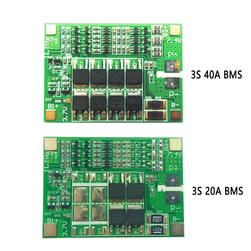 BMS 3S 40A 20A 11 1 в 12 В 18650 литиевая батарея плата защиты зарядное устройство PCB Li Ion с