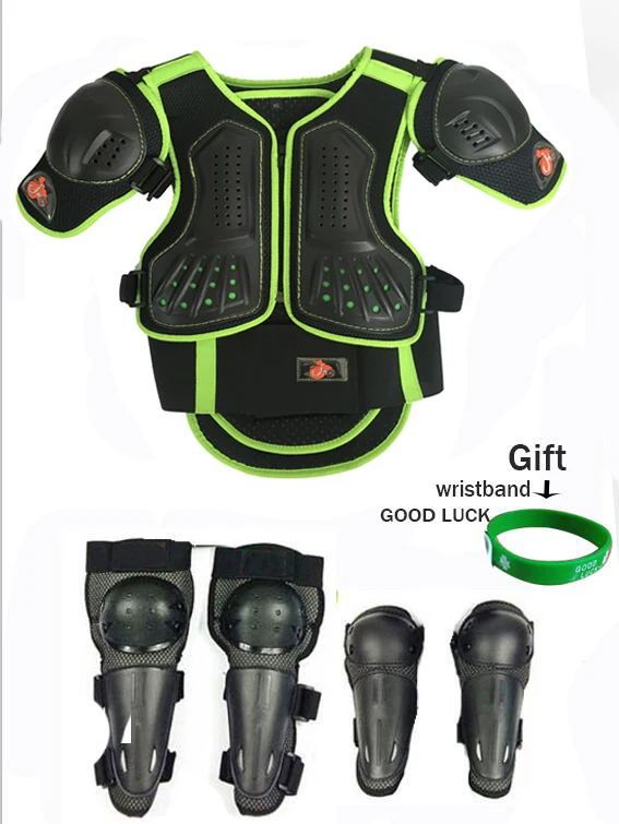 For Height 0.8-1.7M Child Kids Motocross Body Protective gear Vest armor MTB Off road suits Chest Spine Knee Elbow Guard - Цвет: Коричневый