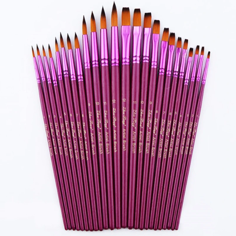 

12Pcs Watercolor Brush Set Drawing Pen Advanced Pointed Round Oil Brush High Quality Portable Art Painting Supplies