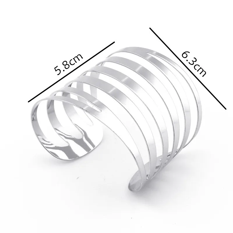 Новый модный простой металлический полый Широкий браслет геометрической формы