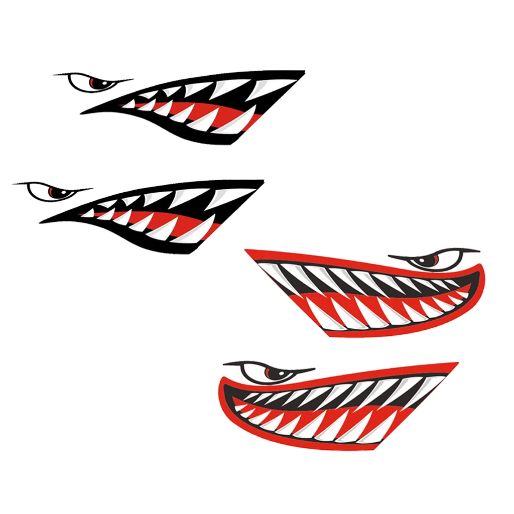 4 шт. наклейки на рот акулы и лодки | Автомобили мотоциклы