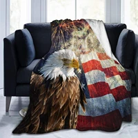 bald eagle american flag firework patriotic throw blanket plush microfiber flannel fleece blanketfor bed sofa couch camping