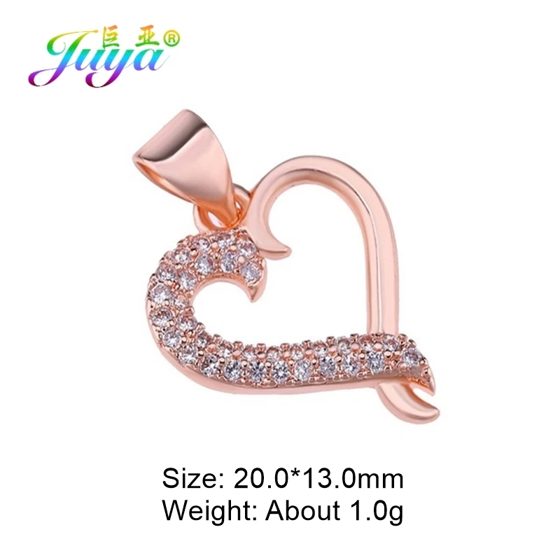 Juya Micro Pave Циркон золото/серебро/розовое золото Любовь Подвеска в виде сердца поставки для женщин модные ювелирные изделия - Окраска металла: Rose Gold
