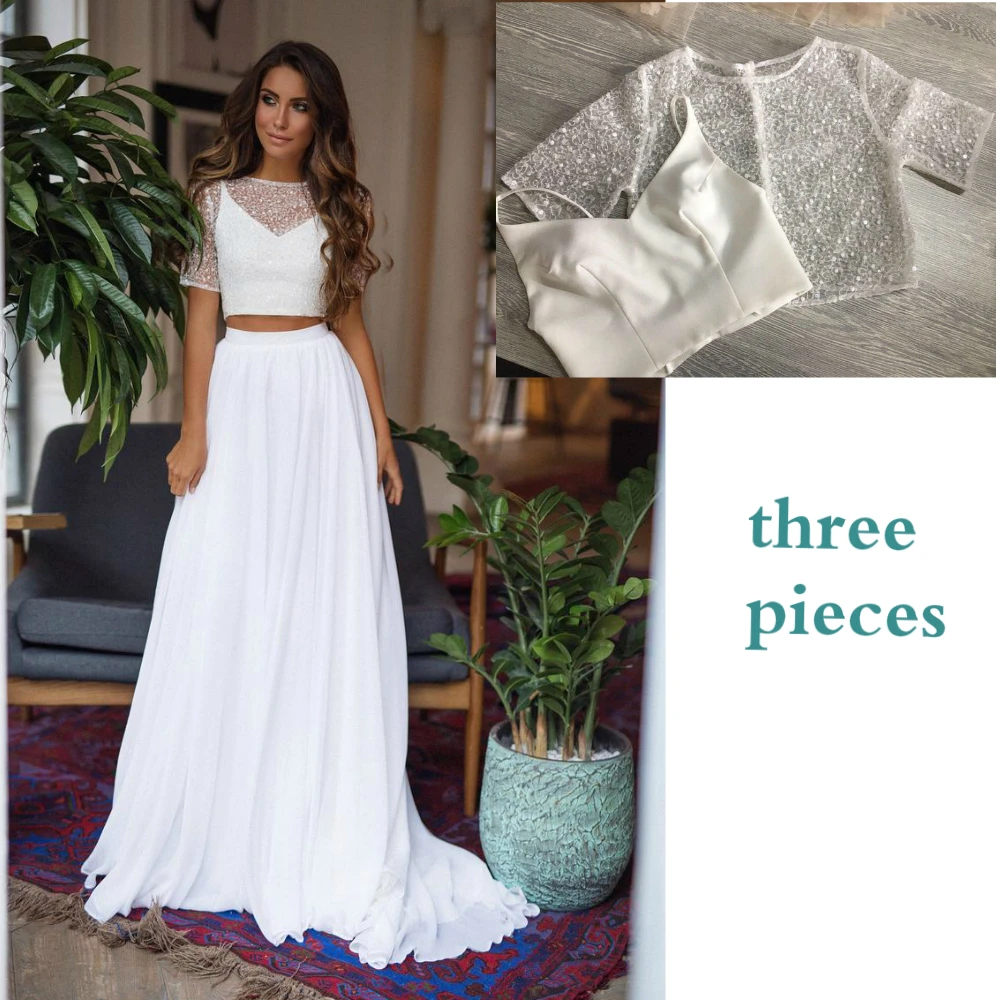 Свадебные платья в стиле бохо из трех предметов модель 2020 года неформальные