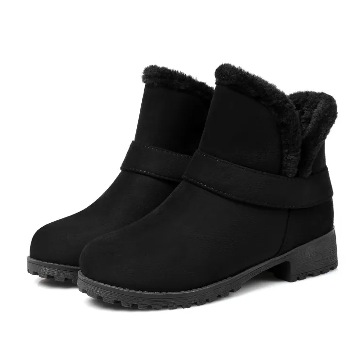 Big Size 9 10 11-17 boots women shoes ankle boots for women ladies boots shoes woman winter Flat sleeve buckle round head