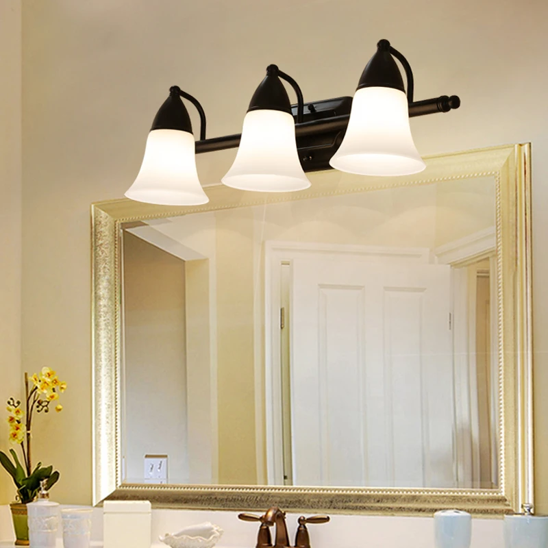 Черная зеркальная передняя лампа настенная для ванной комнаты гардеробная в
