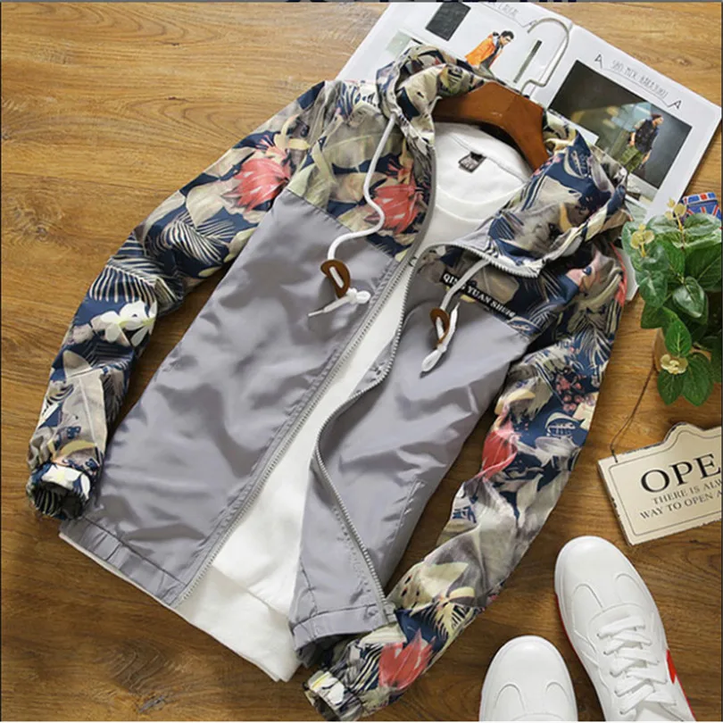 Новая модная куртка с цветочным рисунком для мужчин брендовая Новинка