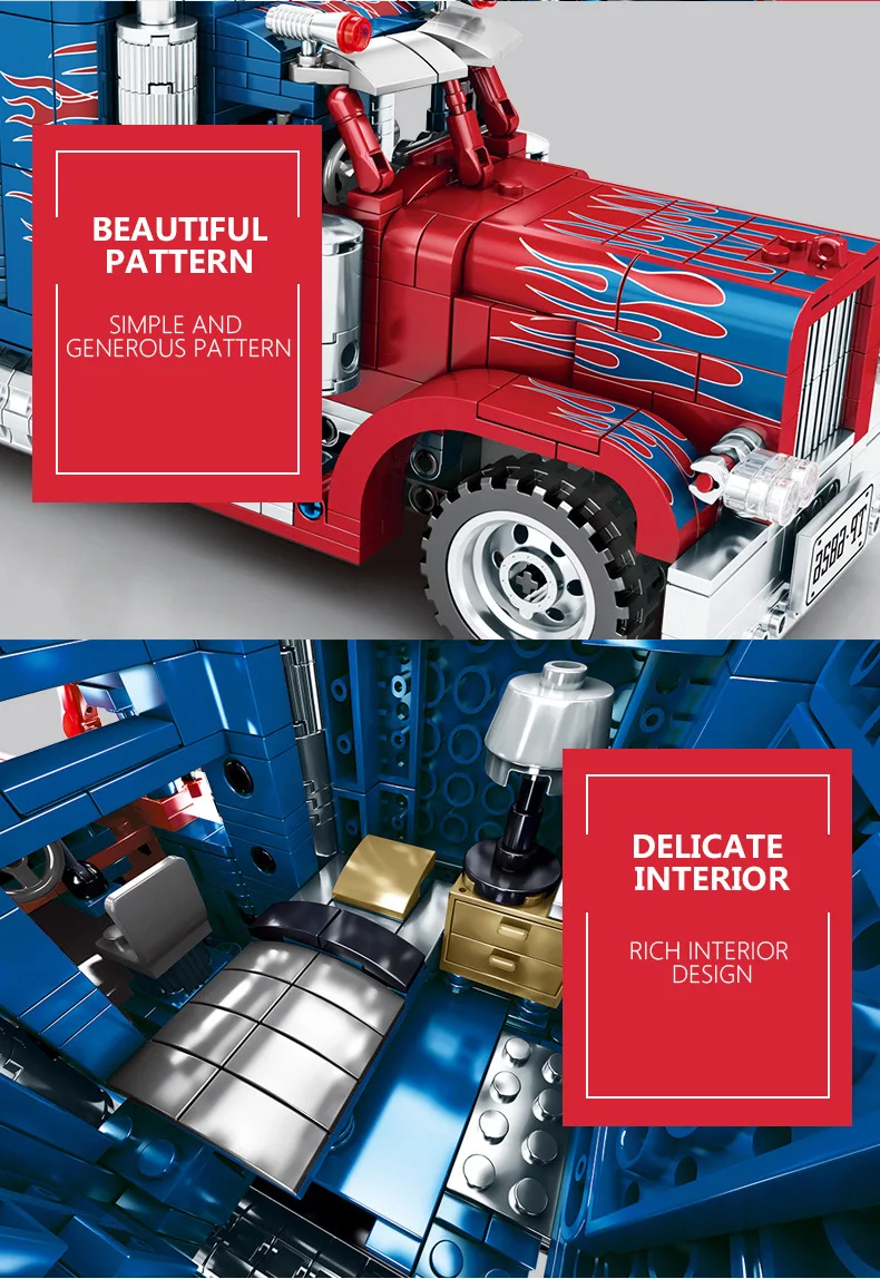 Техника серии 701803 Peterbilt 389 849 шт. тяжелый Контейнеровозы Модель Строительные блоки комплект Классические игрушки-Конструкторы для детей