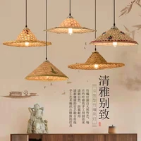 chinese hand woven bamboo chandelier attic retro bamboo cap chandelier living room tea restaurant decorative ceiling chandelier