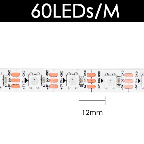 White 60 LED WS2812B DC 5 В Светодиодная лента RGB 50 см 1 м 2 м 3 м 4 м 5 м 30/144 светодиодный s умный адресуемый пиксель чёрно-белые печатные платы WS2812 IC 17Key Bar - Испускаемый цвет: White 60 LED