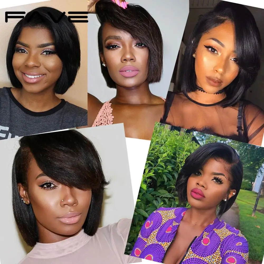 FAVE парик с вырезами фея парики короткими волосами из бразильских человеческих