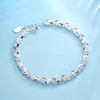 925 sterling silver heart charm bracelet bangle handmade party jewelry for women girls flower bracelet