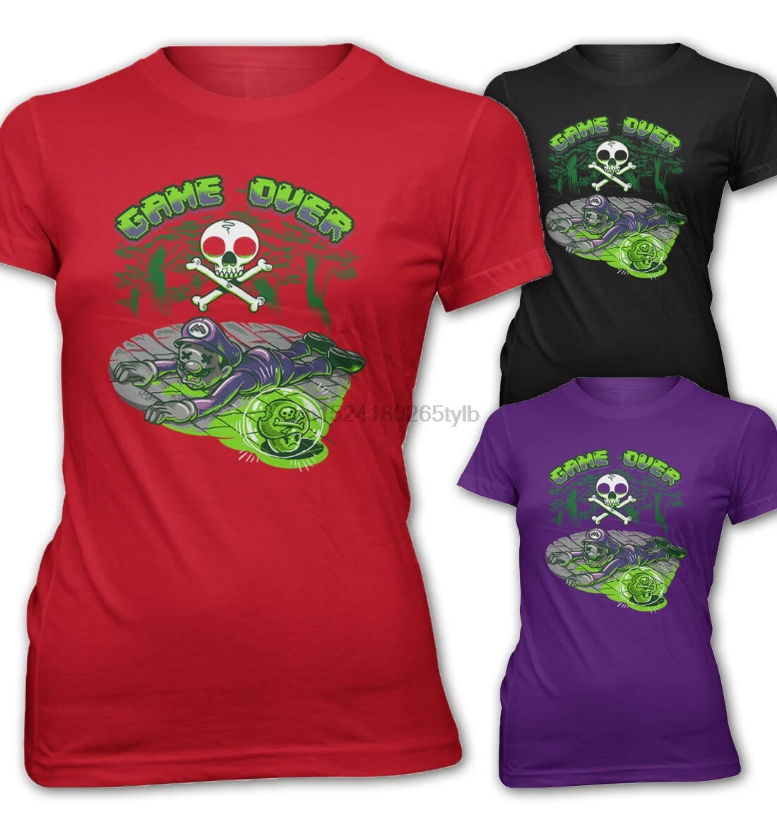 Женская тонкая футболка игра над Марио смерти гриб зомби новая S XXL pmg1115| |