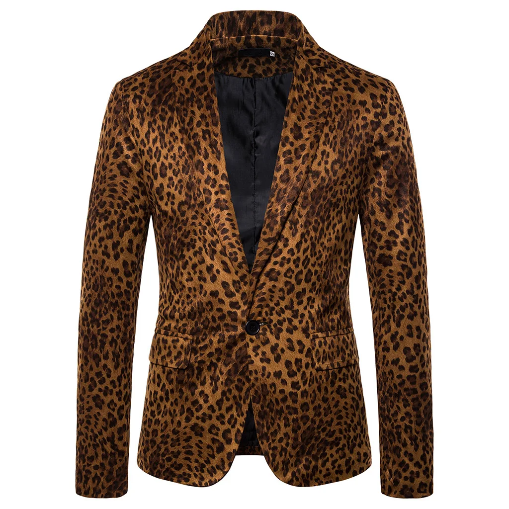 Leopard MJartoria корейский стиль модный сексуальный мужской тонкий Леопардовый принт маленький костюм пальто для ночного клуба блейзер с цветами ночной Мужской певица костюм - Цвет: Leopard