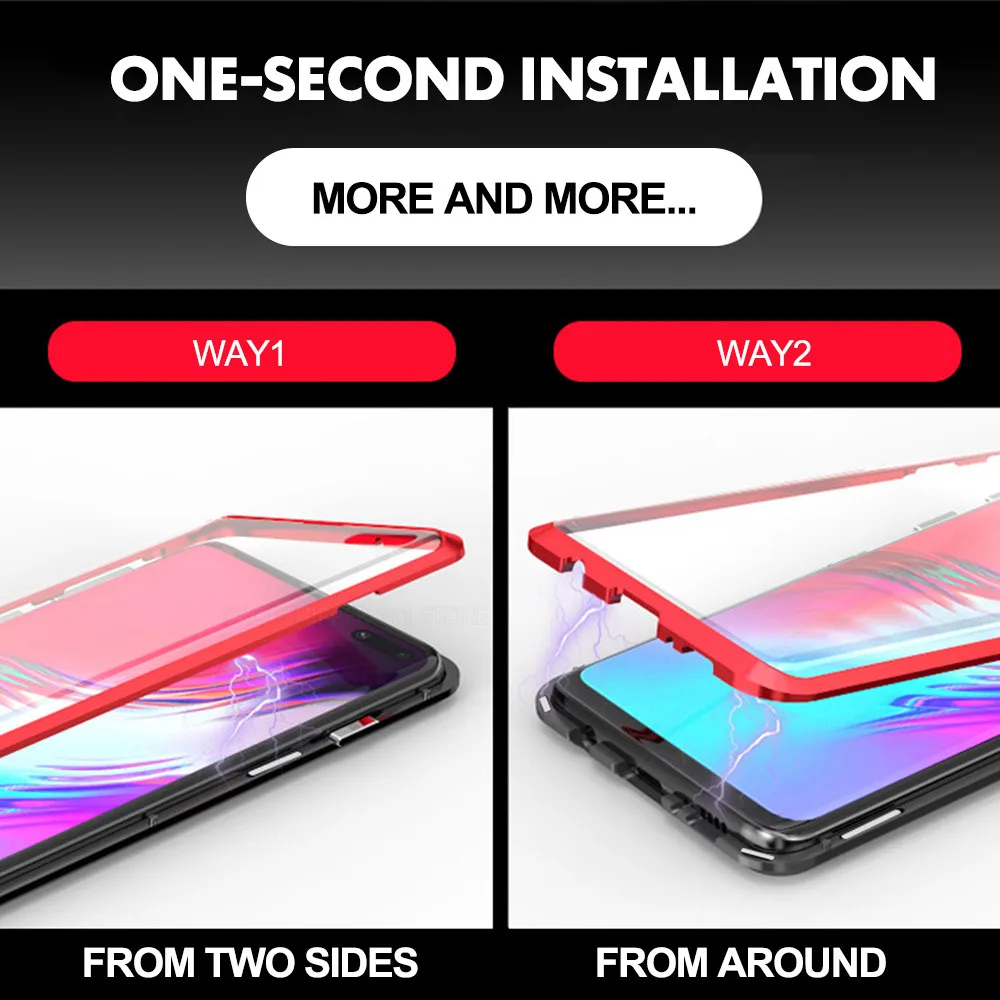 

Double sided Magnet 360 Protector Case For Huawei P30 Pro P30 Lite Tempered Front Glass for Huawei Mate 20 Pro P20 Lite Case