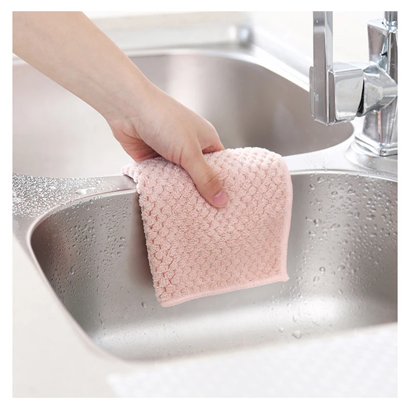 

1Pcs Wash Towel Washing Cleaning Dish Non-Stick Oil Cloth Kitchen Coral Cashmere Cloth Wipe Cloth Cleaner Brush Cloth Home Clean