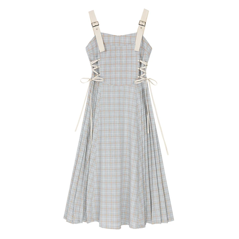 

Sling Dress Women's Dress 2021 New Summer Vestidos Slim Waist Plaid Bandage French Shoulder Strapless Sexy Elegant Dress